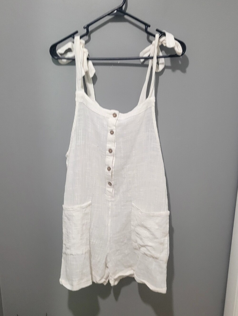 Swimwear Everywhere Women's White Tie-Shoulder Romper Coverup Sm fits bigger